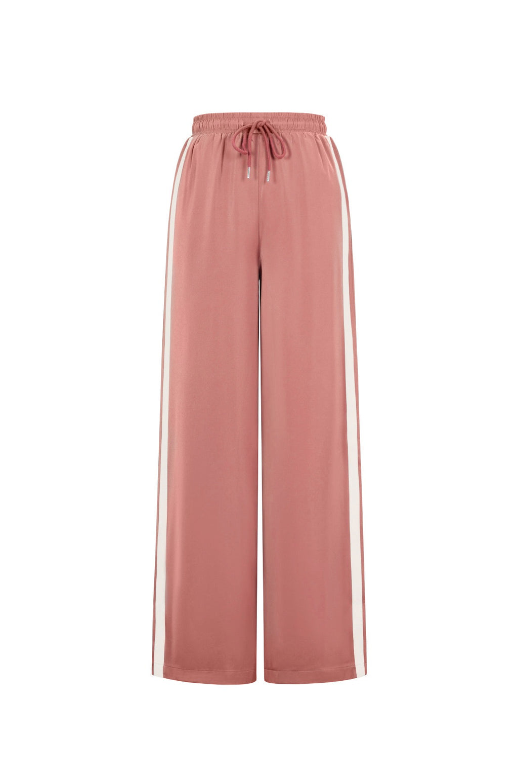 Satijnen broek met strepen - watermelon red