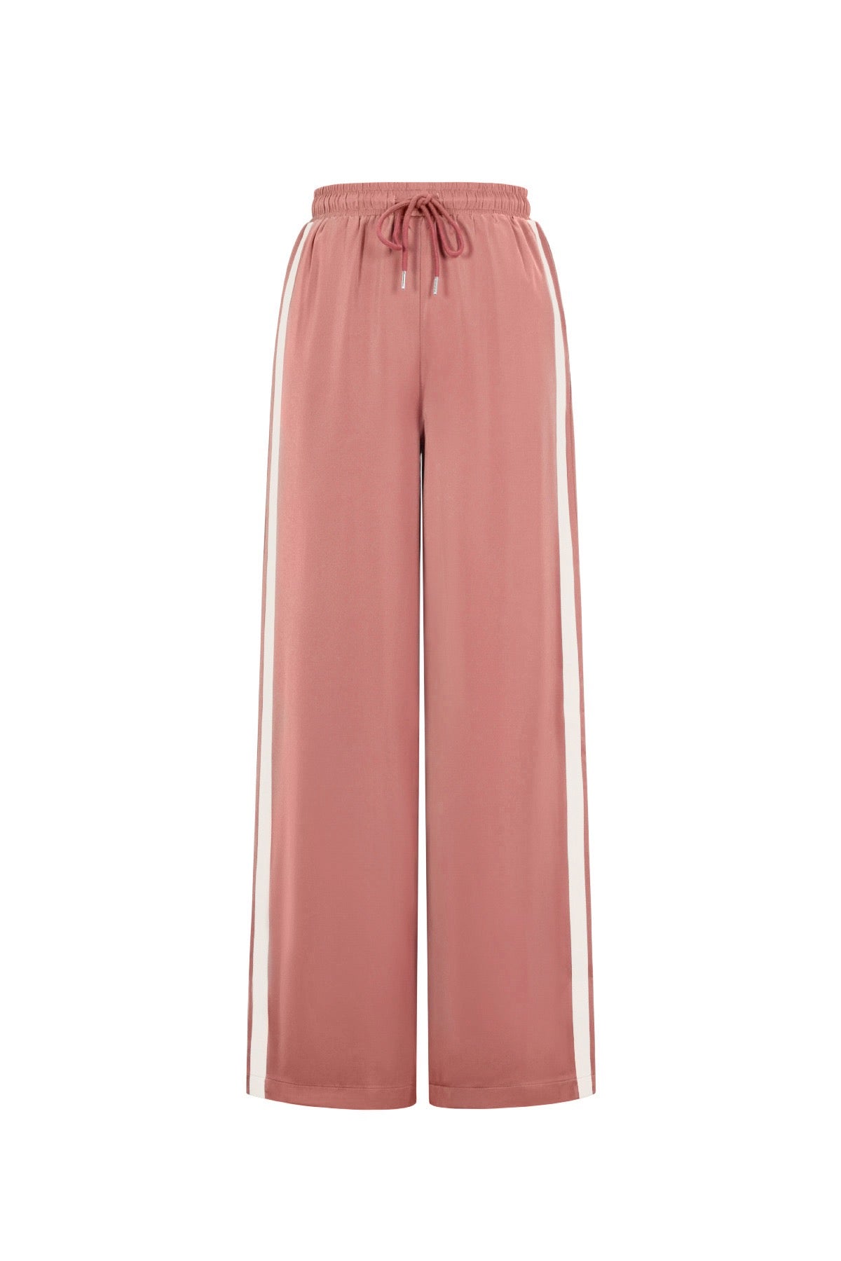 Satijnen broek met strepen - watermelon red