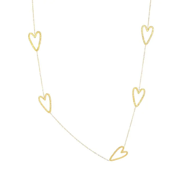 Lange ketting met hartjes - goud