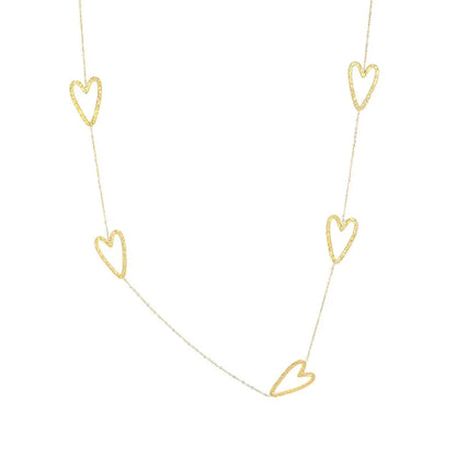 Lange ketting met hartjes - goud