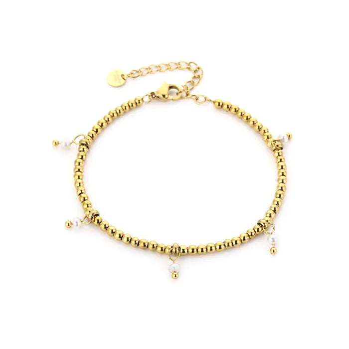 Luna pearl armband - goud