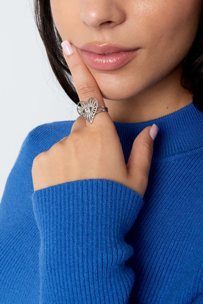 Eye heart ring - zilver