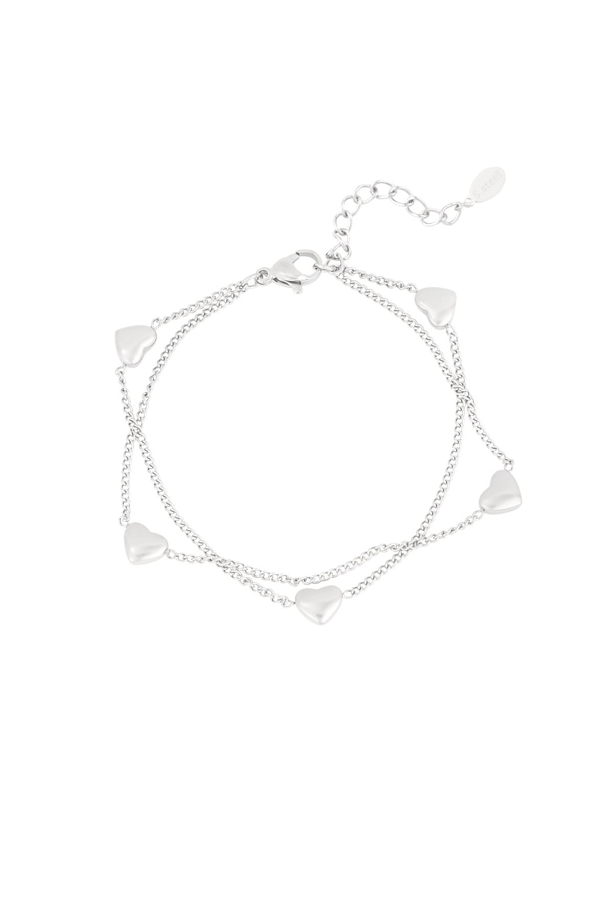 Lots of hearts armband - zilver