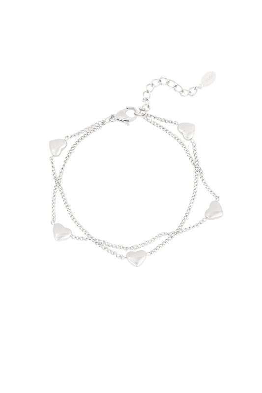 Lots of hearts armband - zilver
