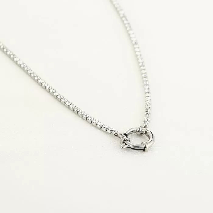 Dimond lock ketting - zilver