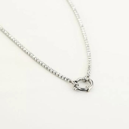 Dimond lock ketting - zilver