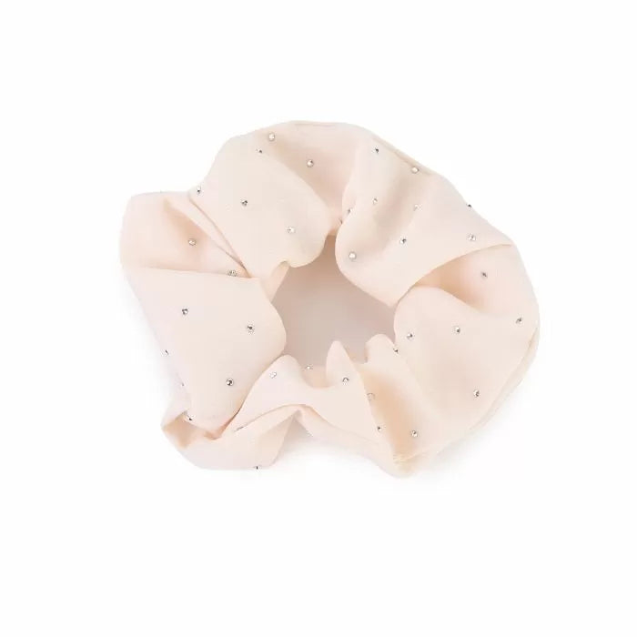 Scrunchie met strass - beige