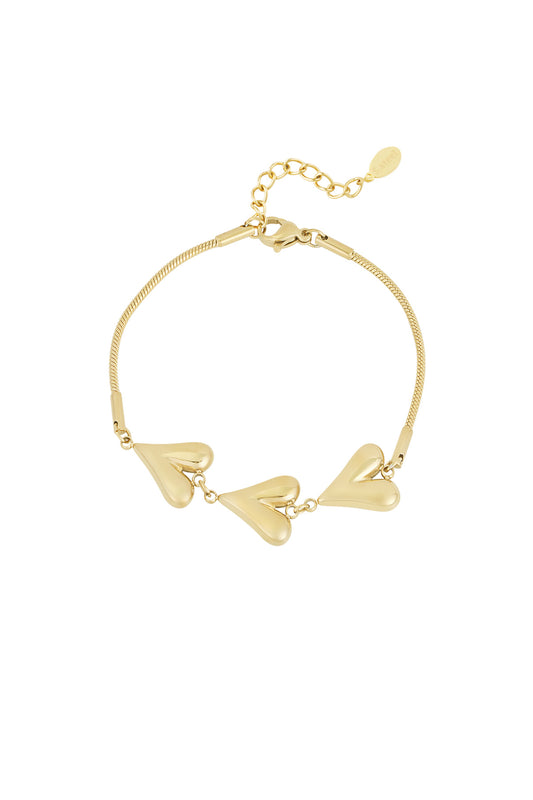 Hearts unfolded armband - goud