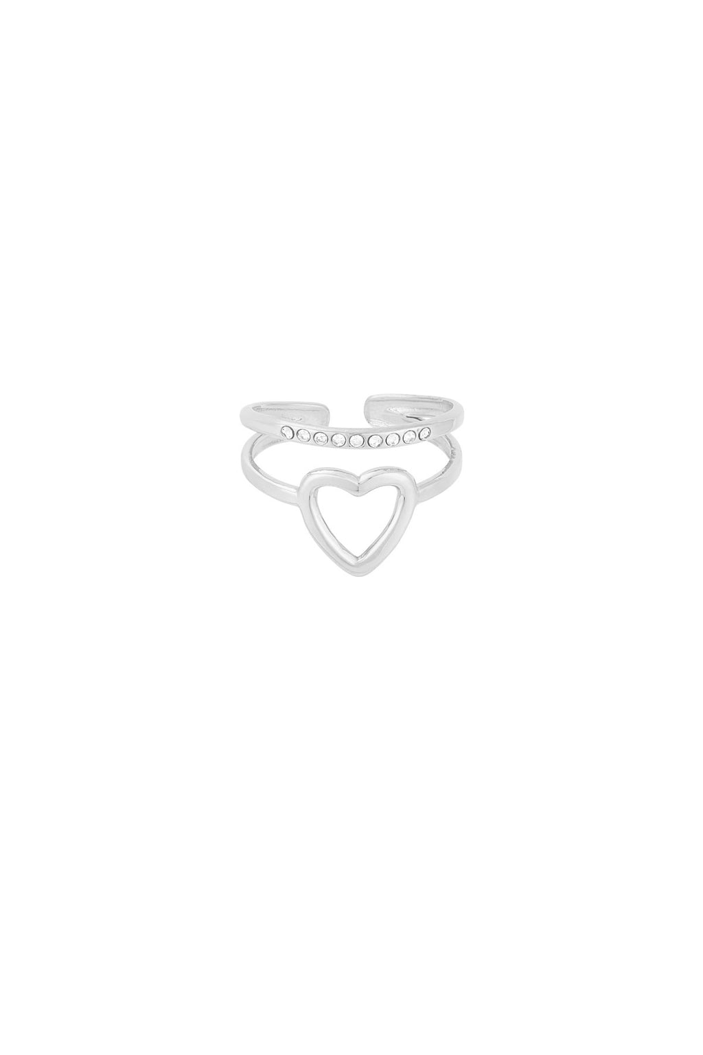Heart & sparkle ring - zilver