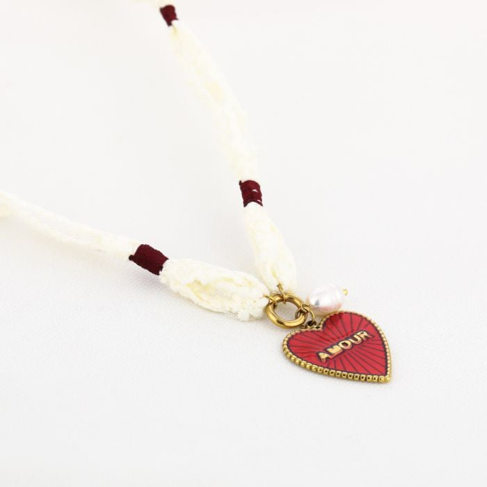 Amour stoffen ketting