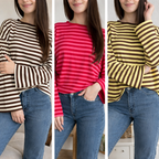 Gestreepte long sleeve met flair mouw