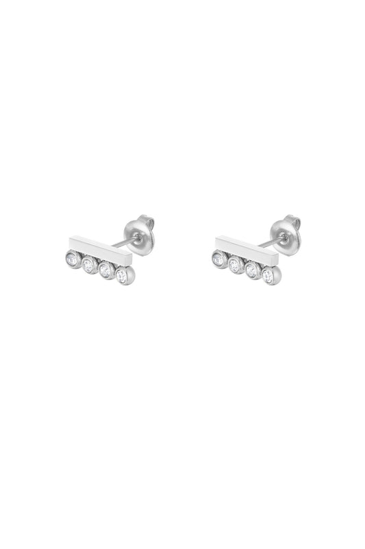 Shine line studs - zilver