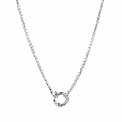 Dimond lock ketting - zilver