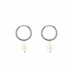 Pearl drop oorbellen - zilver