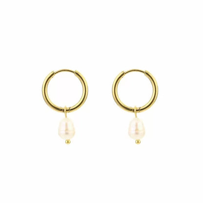 Pearl drop oorbellen - goud