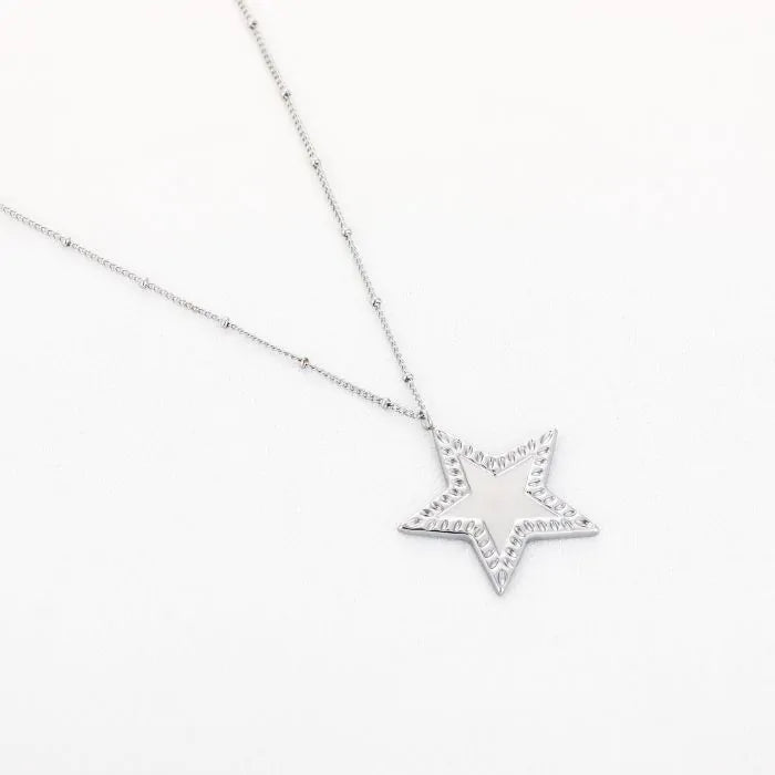 Lange ketting met ster - zilver