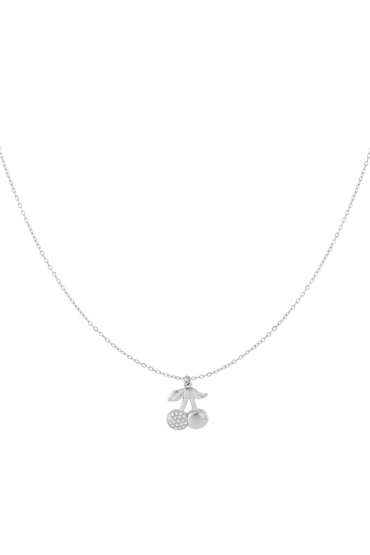 Glitter kersen ketting - zilver