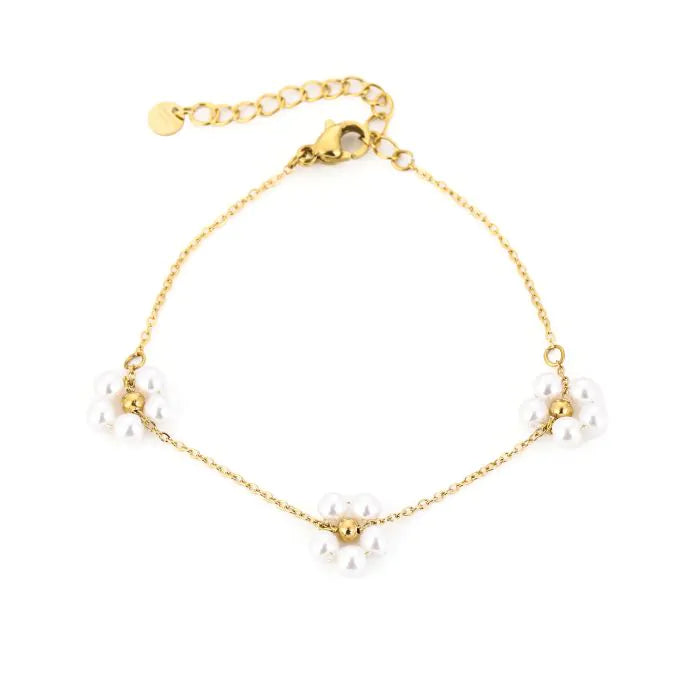Bloementjes armband - goud