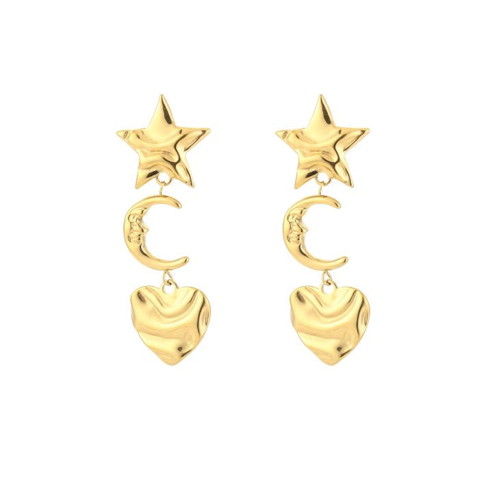 Star moon heart oorbellen