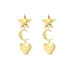 Star moon heart oorbellen