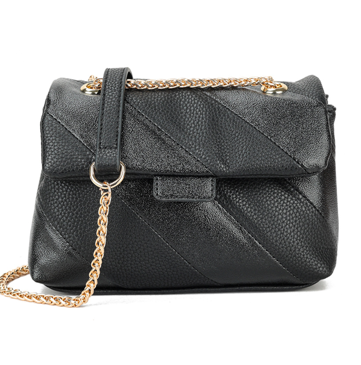 Rainbow schoudertas metallic - zwart