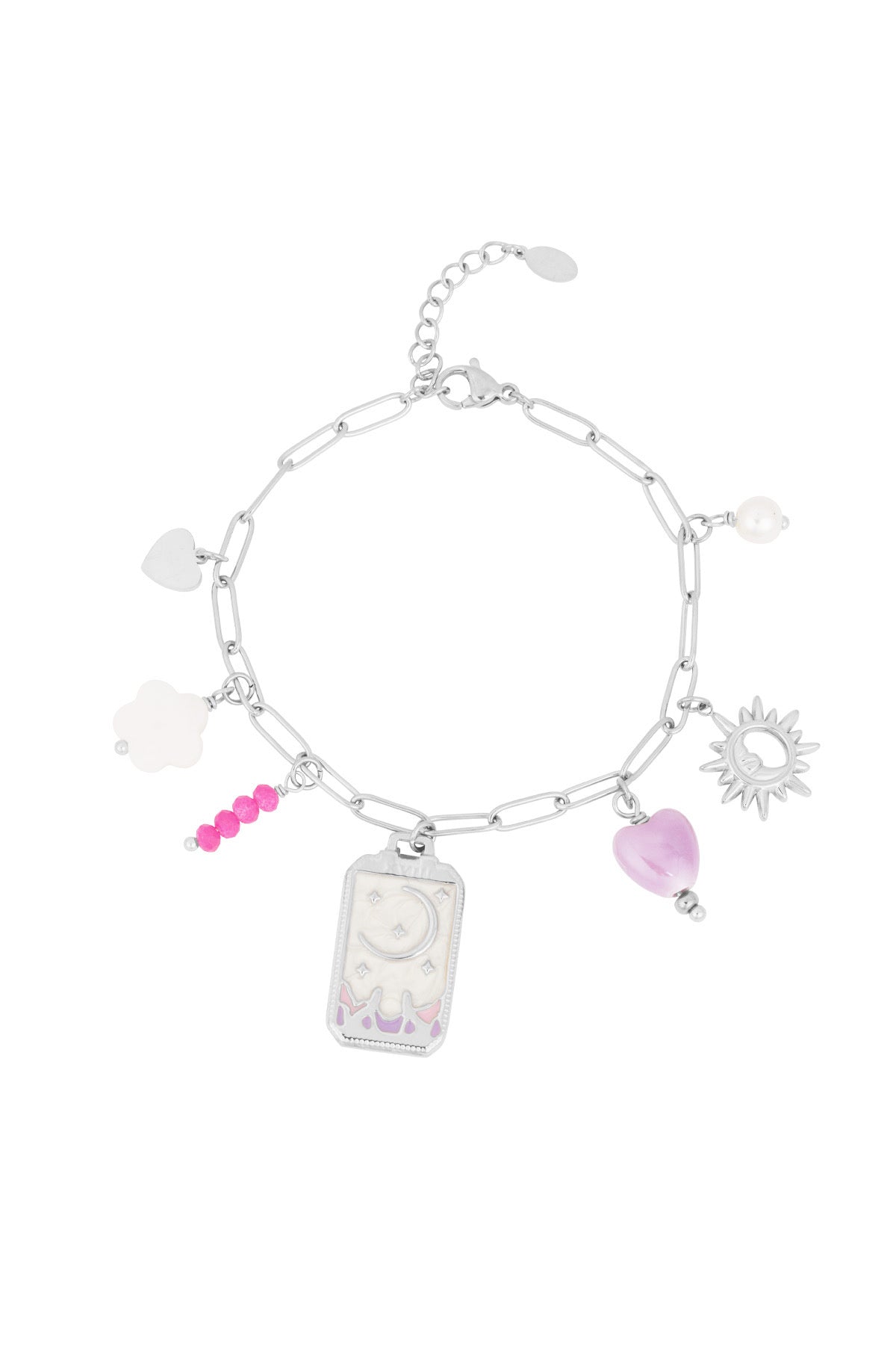 Tiny moon bedelarmband - zilver