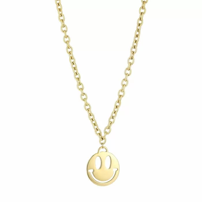 Happy face ketting - goud