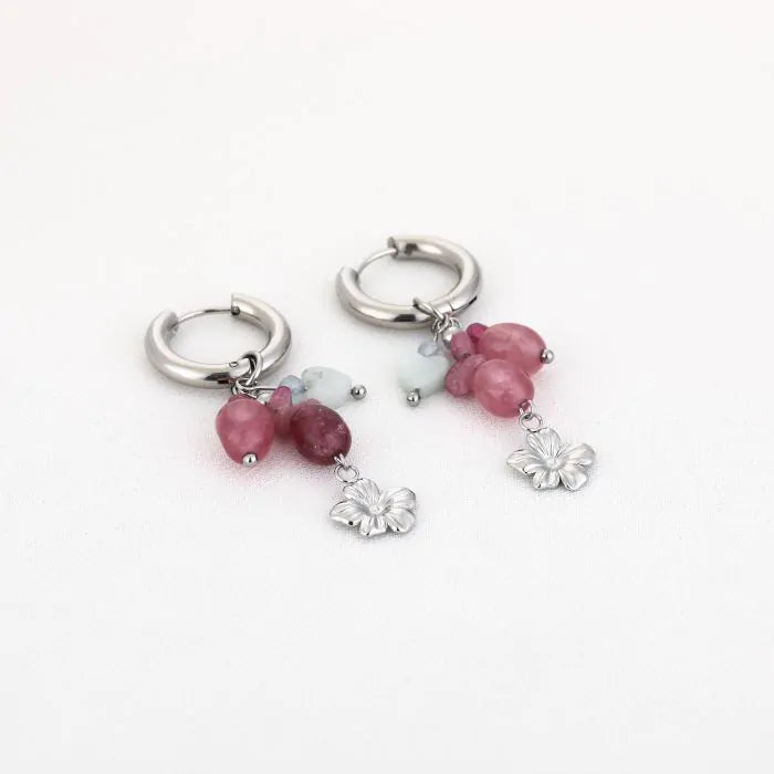 Lente bloem oorbellen - zilver