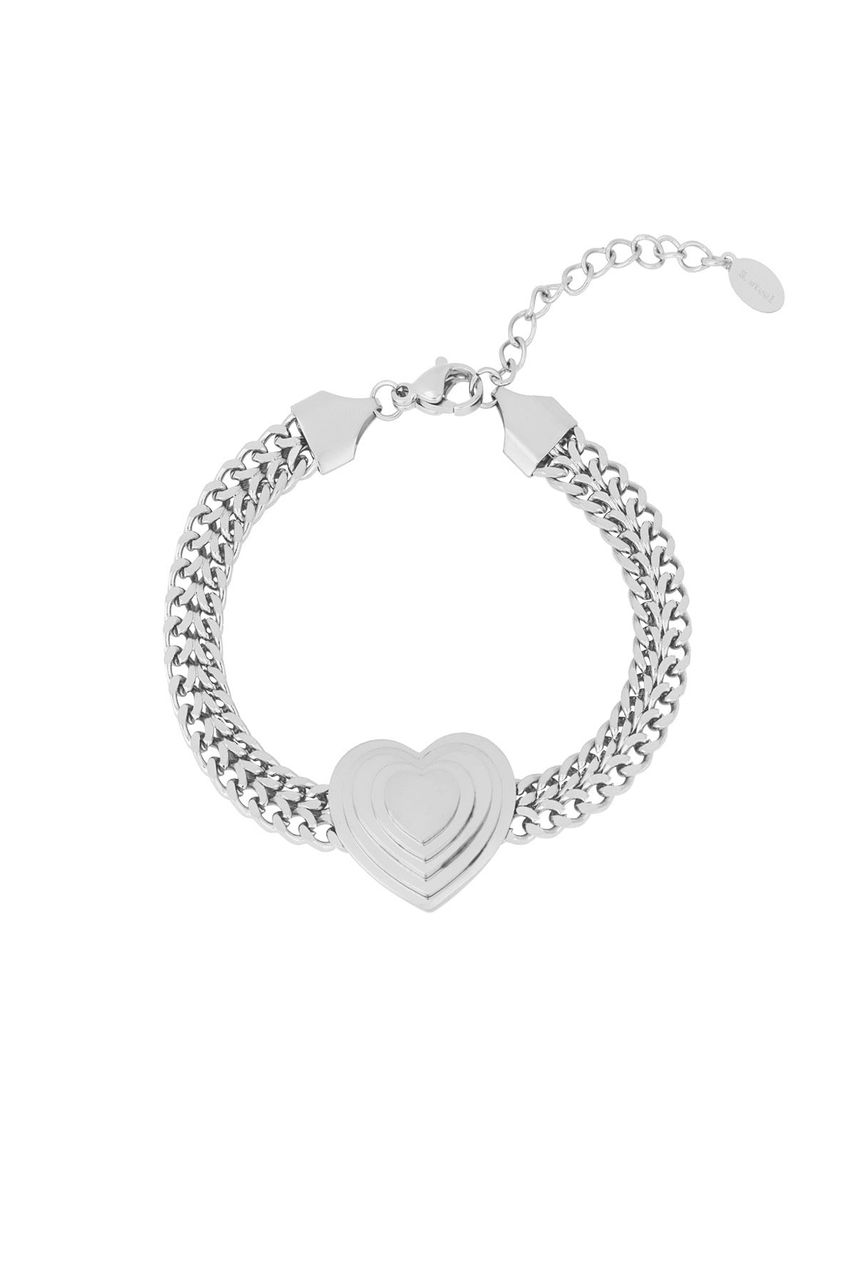 Bold heart armband - zilver