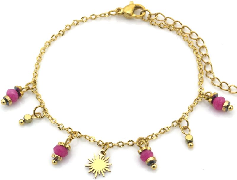 Mystic pink armband - goud