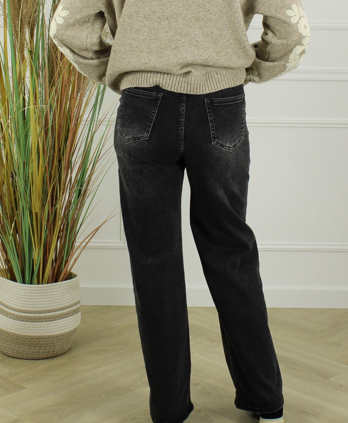 G-Smack Wide Leg Jeans – Washed Zwart