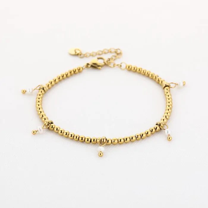 Luna pearl armband - goud