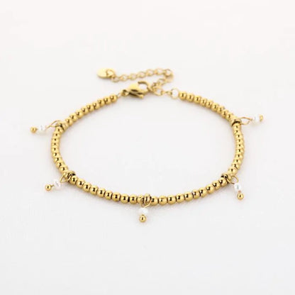 Luna pearl armband - goud