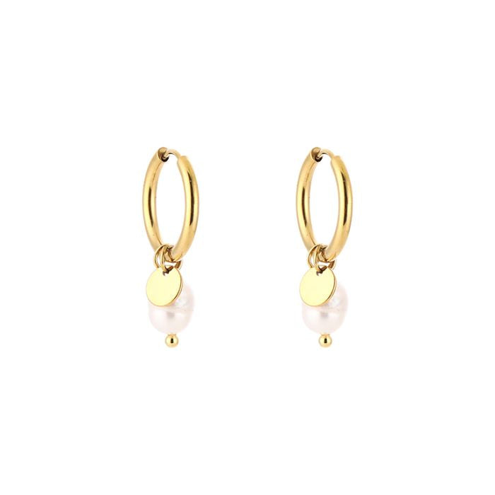 Muntje en parel oorbellen