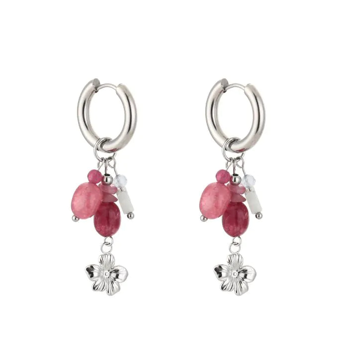 Lente bloem oorbellen - zilver