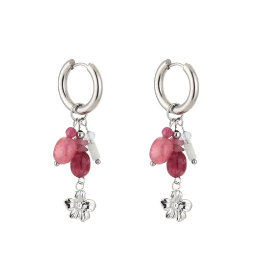 Lente bloem oorbellen - zilver