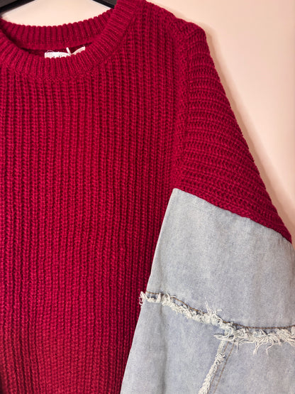 Sweater Denim - wijnrood