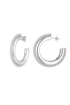 Rond met dots oorbellen - zilver
