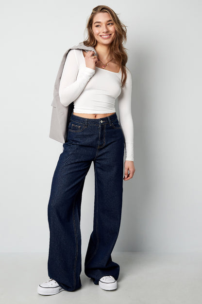 Everyday fit longsleevee lage hals - zwart