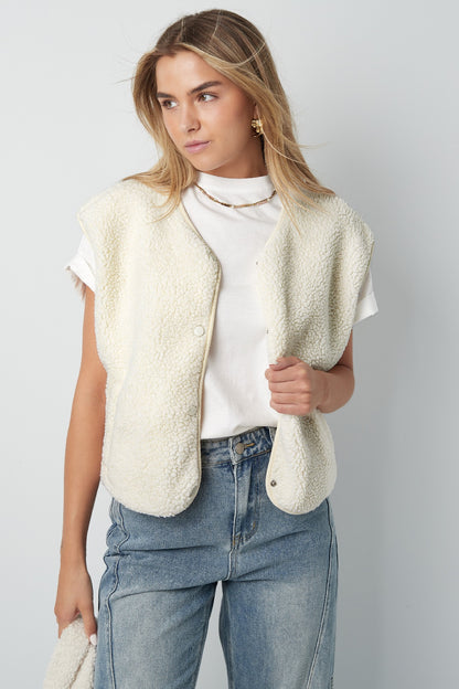 Fluffy Teddy gilet - gebroken wit