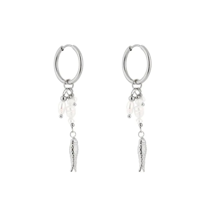 Visjes parel oorbellen - zilver