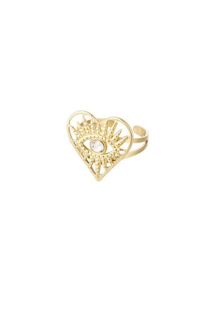 Eye heart ring - goud