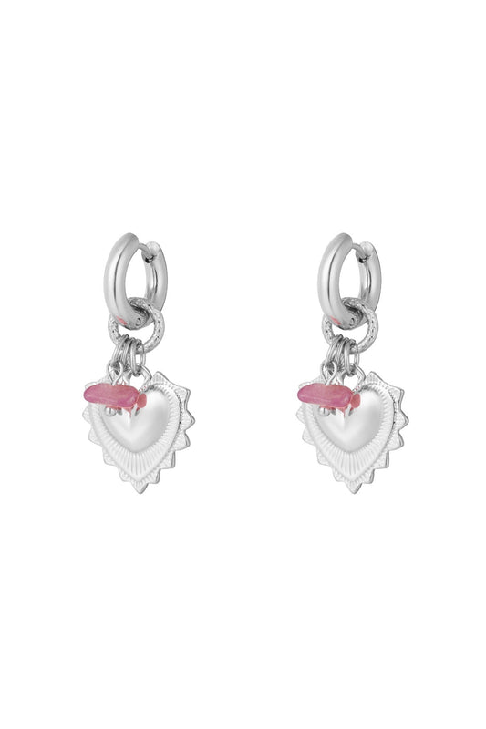 Bold heart oorbellen - zilver