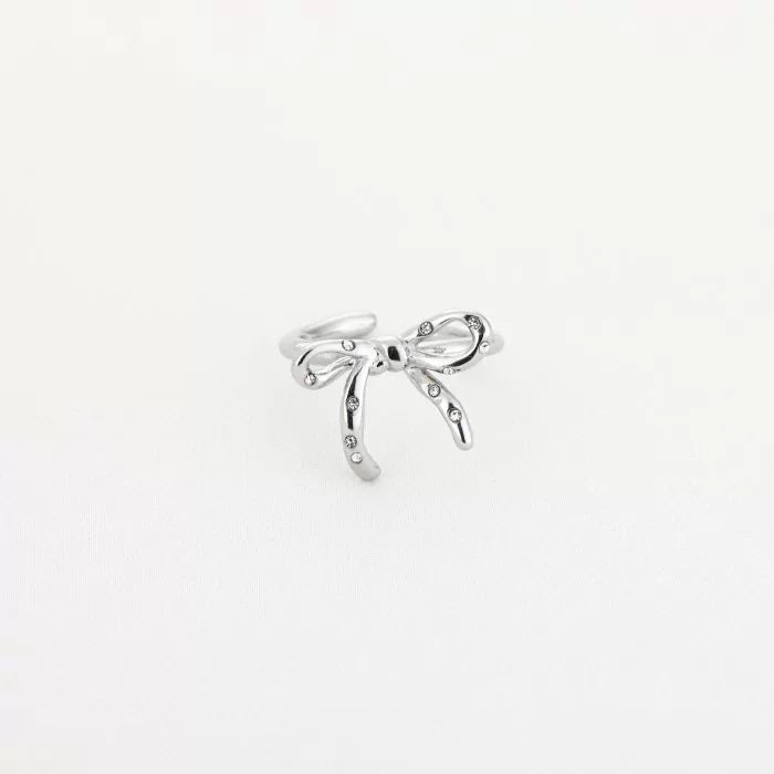 Glitter strikje ring - zilver