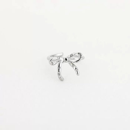Glitter strikje ring - zilver
