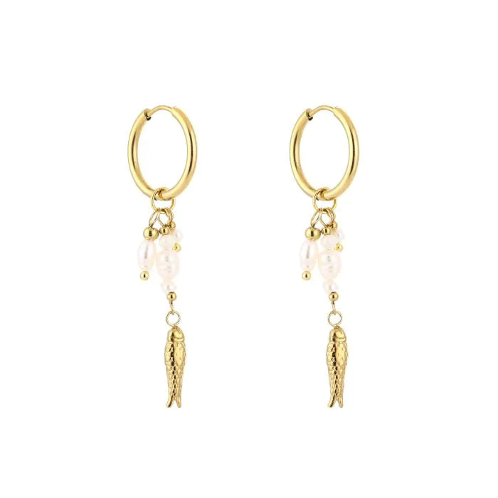 Visjes parel oorbellen - goud