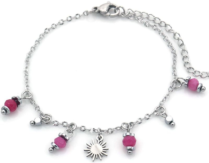 Mystic pink armband - zilver