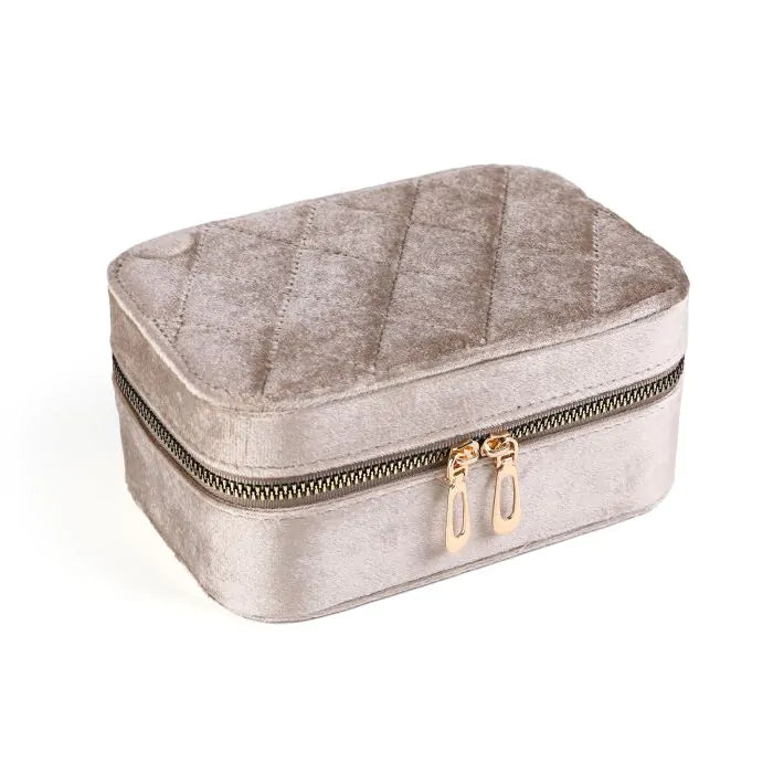 Dubbele velvet sieraden doosje - khaki