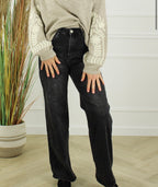 G-Smack Wide Leg Jeans – Washed Zwart