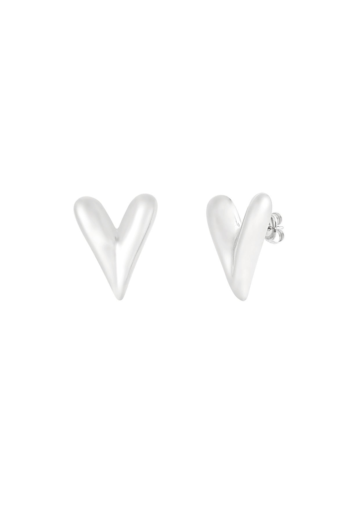 Large hearts oorbellen - zilver
